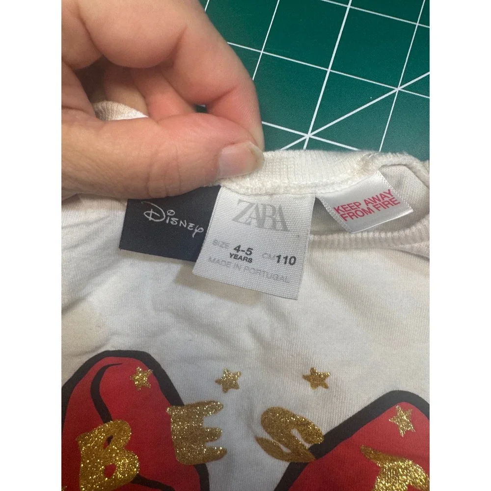 Zara Disney Kids Minnie Mouse Best Holidays Long Sleeve Graphic Tee White 4-5Y